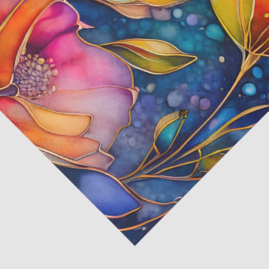 Kleurrijk Floral Ink Art Tissue Papier (Detail)