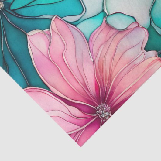 Kleurrijk Floral Ink Art Tissue Papier (Detail)