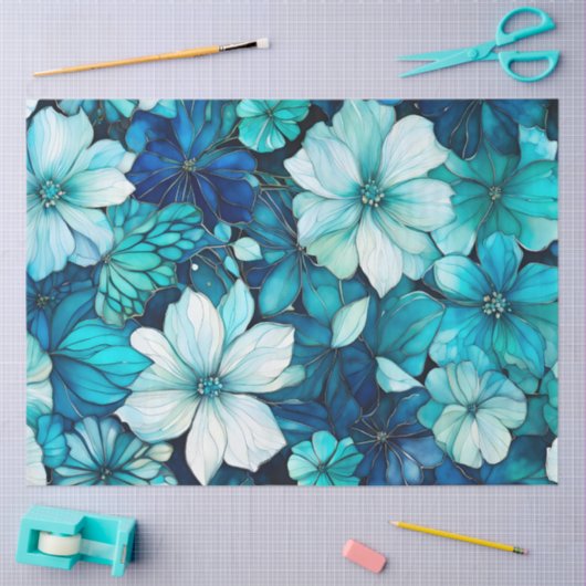 Kleurrijk Floral Ink Art Tissue Papier (Craft)