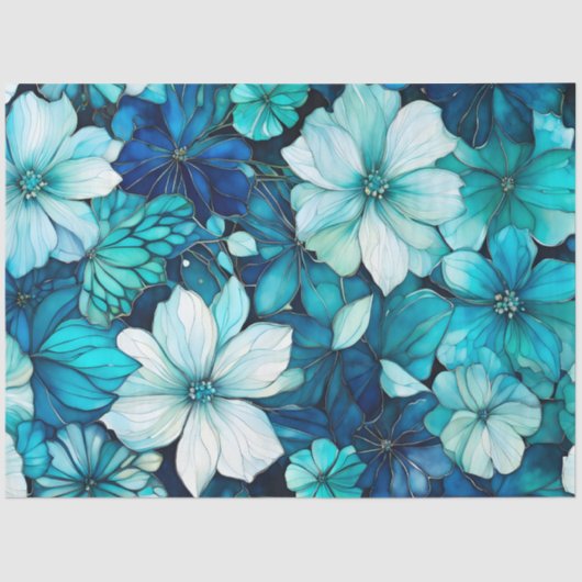 Kleurrijk Floral Ink Art Tissue Papier (Voorkant)