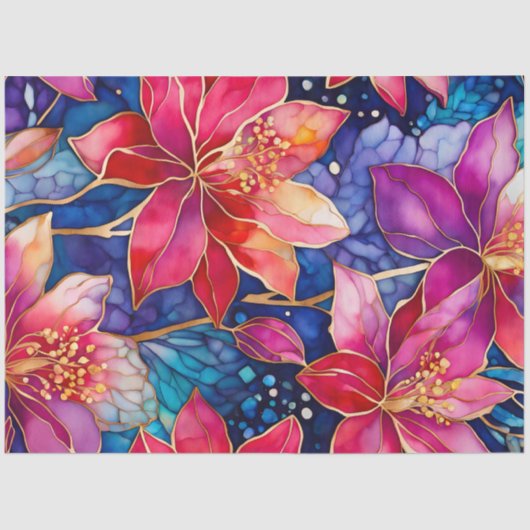 Kleurrijk Floral Ink Art Tissue Papier (Voorkant)