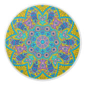 Kleurrijk  Floral Lace Geometric Ornament 3 Keramische Knop (Voorkant)