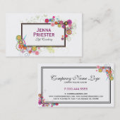 Kleurrijk Floral Lijst waarop zwarte accenten staa Visitekaartje (Voorkant / Achterkant)