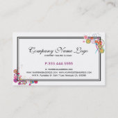 Kleurrijk Floral Lijst waarop zwarte accenten staa Visitekaartje (Achterkant)