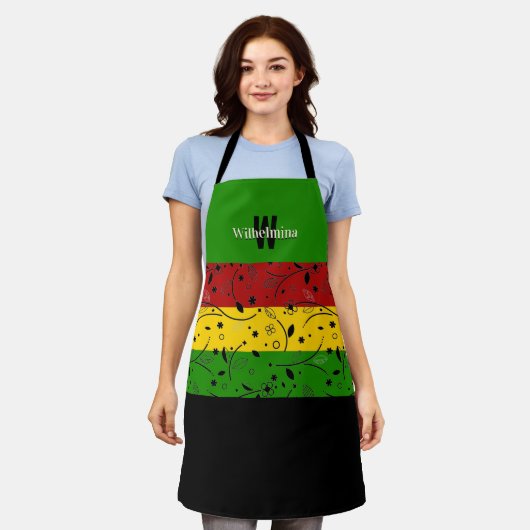 Kleurrijk | Floral | Monogram op maat Schort (Gedragen)