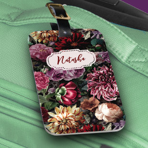 kleurrijk Floral monogrammed Bagagelabel