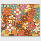 Kleurrijk Floral  naadloos patroon. Retro 70 Cadeaupapier (Vlak)