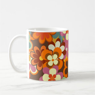 Kleurrijk Floral naadloos patroon. Retro 70 Koffiemok