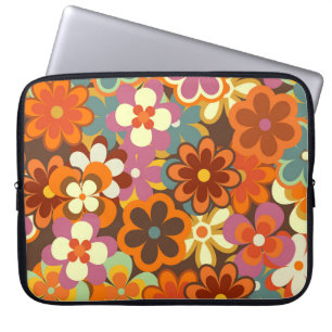 Kleurrijk Floral  naadloos patroon. Retro 70 Laptop Sleeve