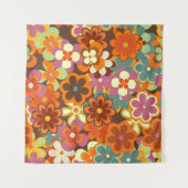 Kleurrijk Floral  naadloos patroon. Retro 70 Wandkleed (Voorkant (horizontaal))