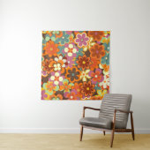 Kleurrijk Floral  naadloos patroon. Retro 70 Wandkleed (In situ)