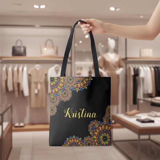 Kleurrijk Floral Oriental Mandalas Persoonlijk Tote Bag