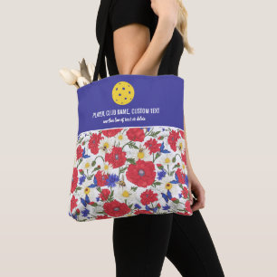 Kleurrijk Floral Patroon Aangepast Pickleball Padd Tote Bag