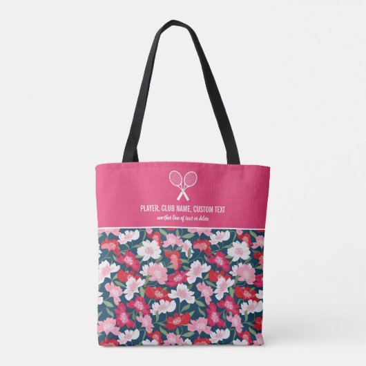 Kleurrijk Floral Pattern Custom Tennis Racket Tote Bag (Achterkant)