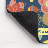 Kleurrijk Floral Pattern Dark Blue, op maat gemaak Muismat (Hoek)