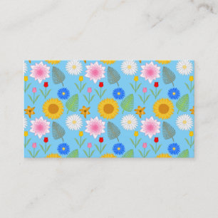 Kleurrijk Floral Pattern op Blue. Visitekaartje