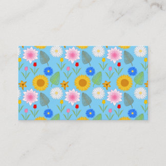 Kleurrijk Floral Pattern op Blue. Visitekaartje