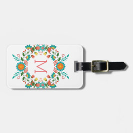 Kleurrijk Floral Wreath Lijst Bagagelabel