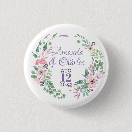 Kleurrijk Floral Wreath Lijst Ronde Button 3,2 Cm (Voorkant)