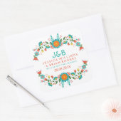 Kleurrijk Floral Wreath Lijst Vierkante Sticker (Envelop)