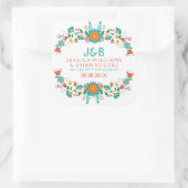 Kleurrijk Floral Wreath Lijst Vierkante Sticker (Tas)