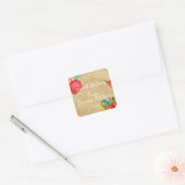 Kleurrijk Floral Zelfgemaakt Productlabel Vierkante Sticker (Envelop)