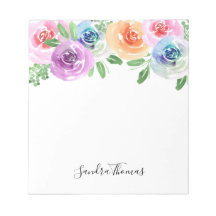 Kleurrijk floreel waterverf gepersonaliseerd notit