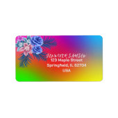 Kleurrijk Foraal Roos Boho Modern Gradient Tropisc Etiket (Voorkant)