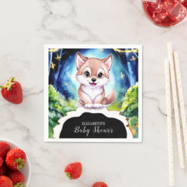 Kleurrijk Forest Wolf Baby shower papier Servet