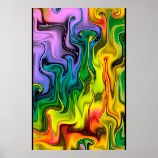Kleurrijk Fractal Abstract Poster (Voorkant)
