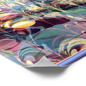 Kleurrijk Fractal Ebru Patroon Poster (Hoek)