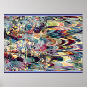 Kleurrijk Fractal Ebru Patroon Poster