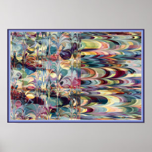 Kleurrijk Fractal Ebru Patroon Poster
