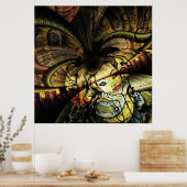 Kleurrijk fractal met Floral Girl Poster (Keuken)