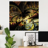 Kleurrijk fractal met Floral Girl Poster (Thuiskantoor)