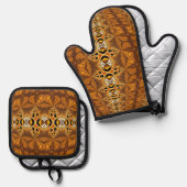 Kleurrijk Fractale Behang 7 Ovenwant & Pannenlap Set (Voorkant / Achterkant)