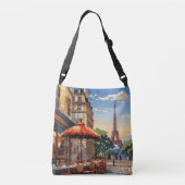 Kleurrijk Frans Café Eiffeltoren Parijs Frankrijk Crossbody Tas (Achterkant)
