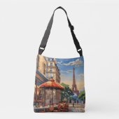 Kleurrijk Frans Café Eiffeltoren Parijs Frankrijk Crossbody Tas (Voorkant)