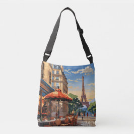 Kleurrijk Frans Café Eiffeltoren Parijs Frankrijk Crossbody Tas