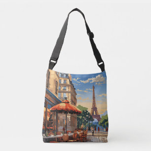 Kleurrijk Frans Café Eiffeltoren Parijs Frankrijk Crossbody Tas