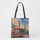 Kleurrijk Frans Café Eiffeltoren Parijs Frankrijk Tote Bag (Voorkant)