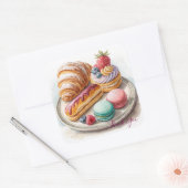 Kleurrijk Frans gebak Vierkante Sticker (Envelop)