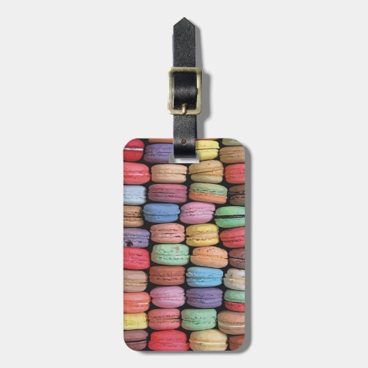 Kleurrijk Frans Macaron Patroon Bagagelabel (Voorkant verticaal)