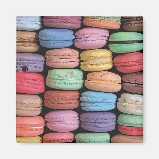Kleurrijk Frans Macaron Patroon Magneet (Voorkant)