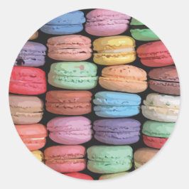 Kleurrijk Frans Macaron Patroon Ronde Sticker