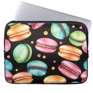 Kleurrijk Frans Macaron Waterverf Patroon Laptop Sleeve