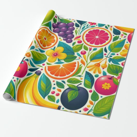 Kleurrijk fruit cadeaupapier (Uitgerold)