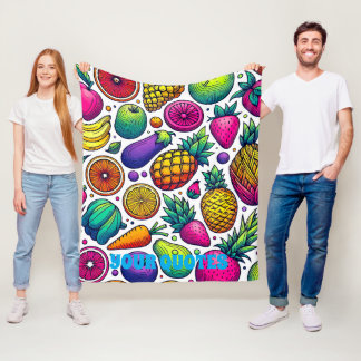Kleurrijk Fruit en Groenten Patroon  Fleece Deken