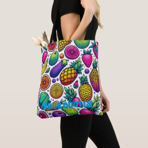 Kleurrijk Fruit en Groenten Patroon Tote Bag