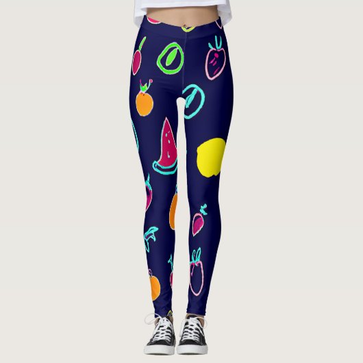Kleurrijk Fruit Fantasia Design Leggings (Voorkant)